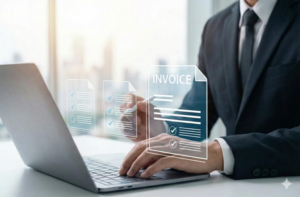 Proces przesłania faktury ustrukturyzowanej do systemu KSeF i nadania numeru przez Naczelnika Urzędu Skarbowego.