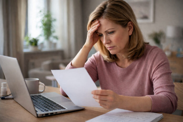Osoba doświadczająca kontroli i sprawdzania kontroli na laptopie