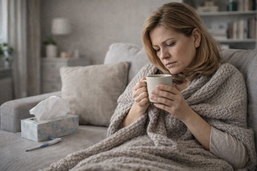 Zmęczony pracujący przy laptopie odczuwający brak energii